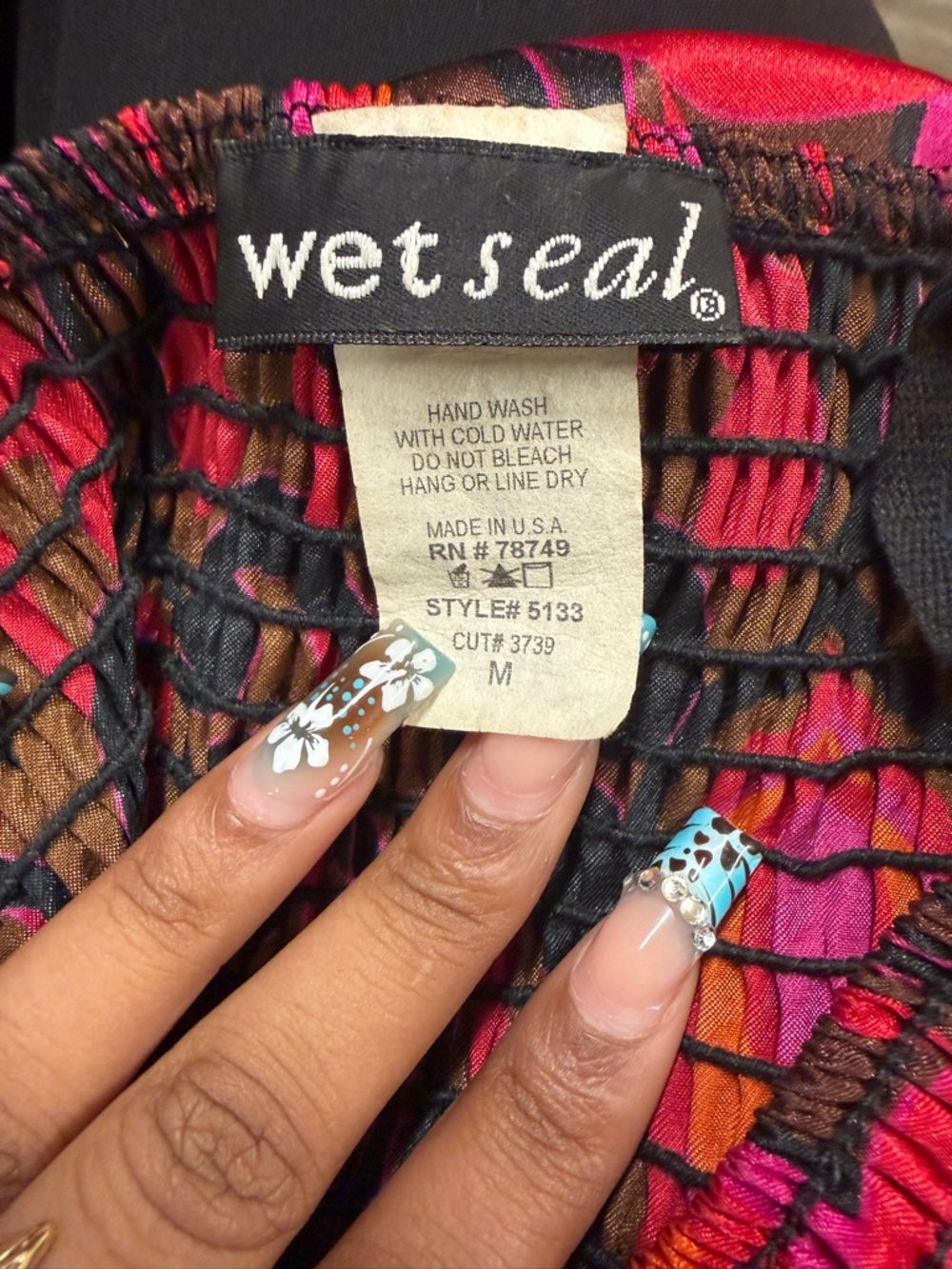 Wet Seal Pink Red Brown Black Colorblock Mesh Top